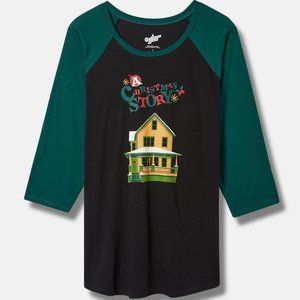 ❤️NWT VINTAGE TORRID TEE A CHRISTMAS STORY RAGLAN HOLIDAY TOP RALPHIE PLUS SIZE